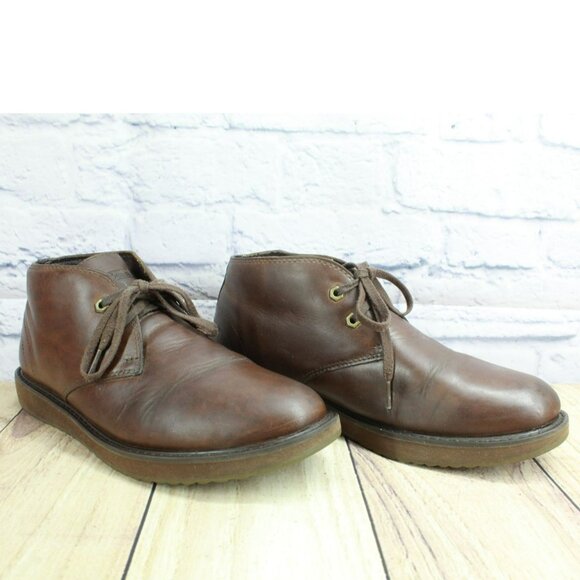 LL Bean Stonington Brown Leather Lace Up Casual Work Chukka Boots Size 9 M - Picture 3 of 9